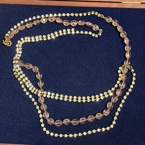 J crew pale amethyst and rhinestone opera necklace